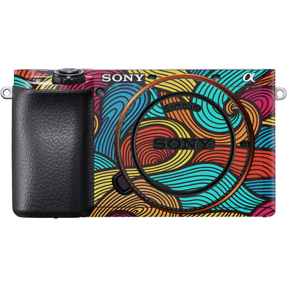 Retro Colorful Doodle Art Pattern Sony A6100 Camera Skin