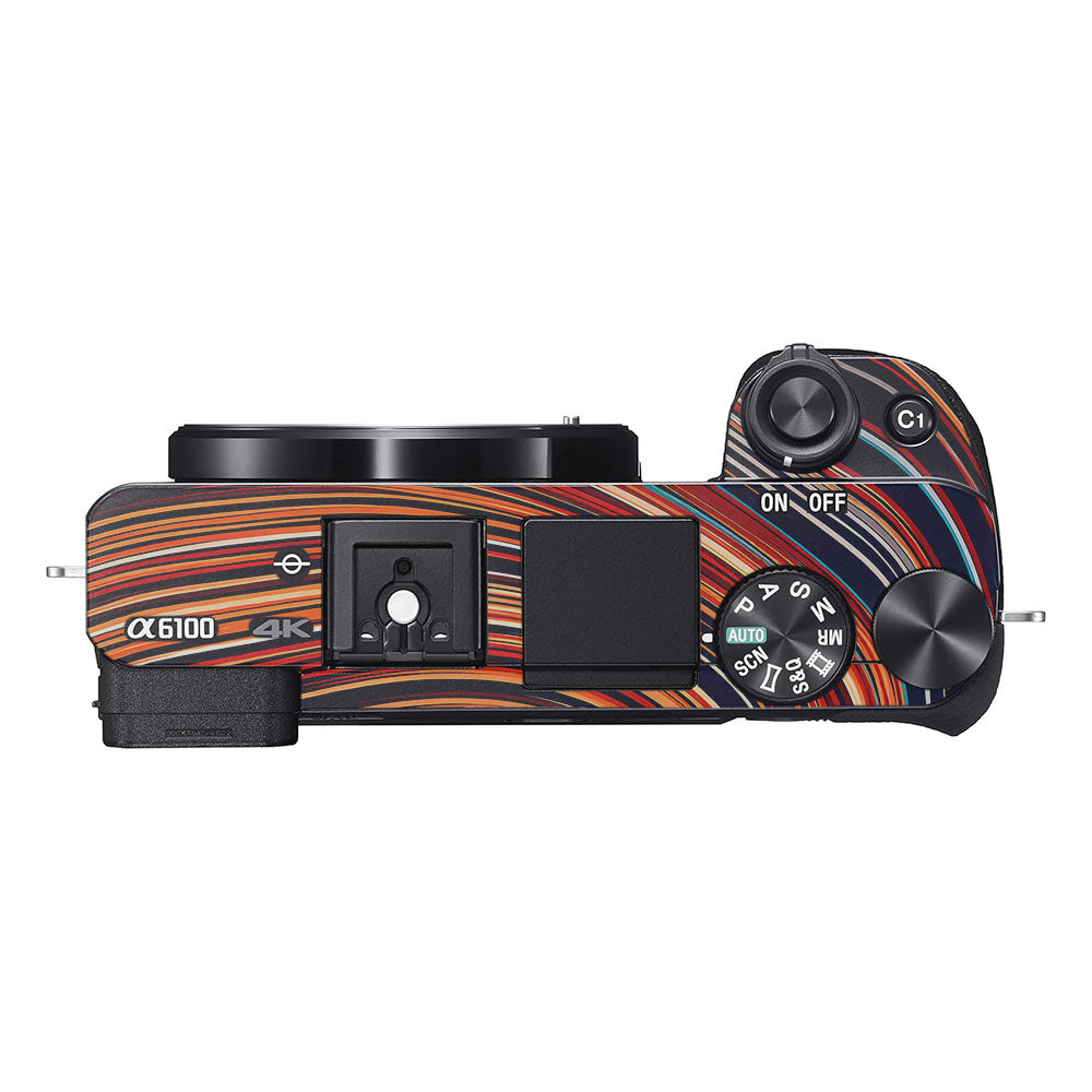 Retro Abstract Striped Swirl Sony A6100 Camera Skin