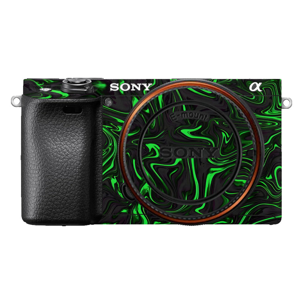 Green Liquid Pattern Sony A6400 Camera Skins