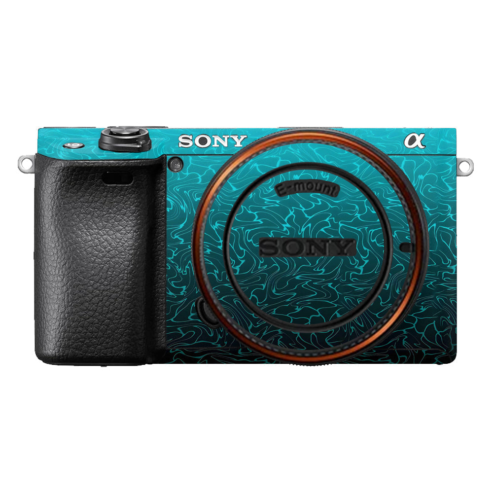 Cyan Blue to Black Gradient Sony A6400 Camera Skins