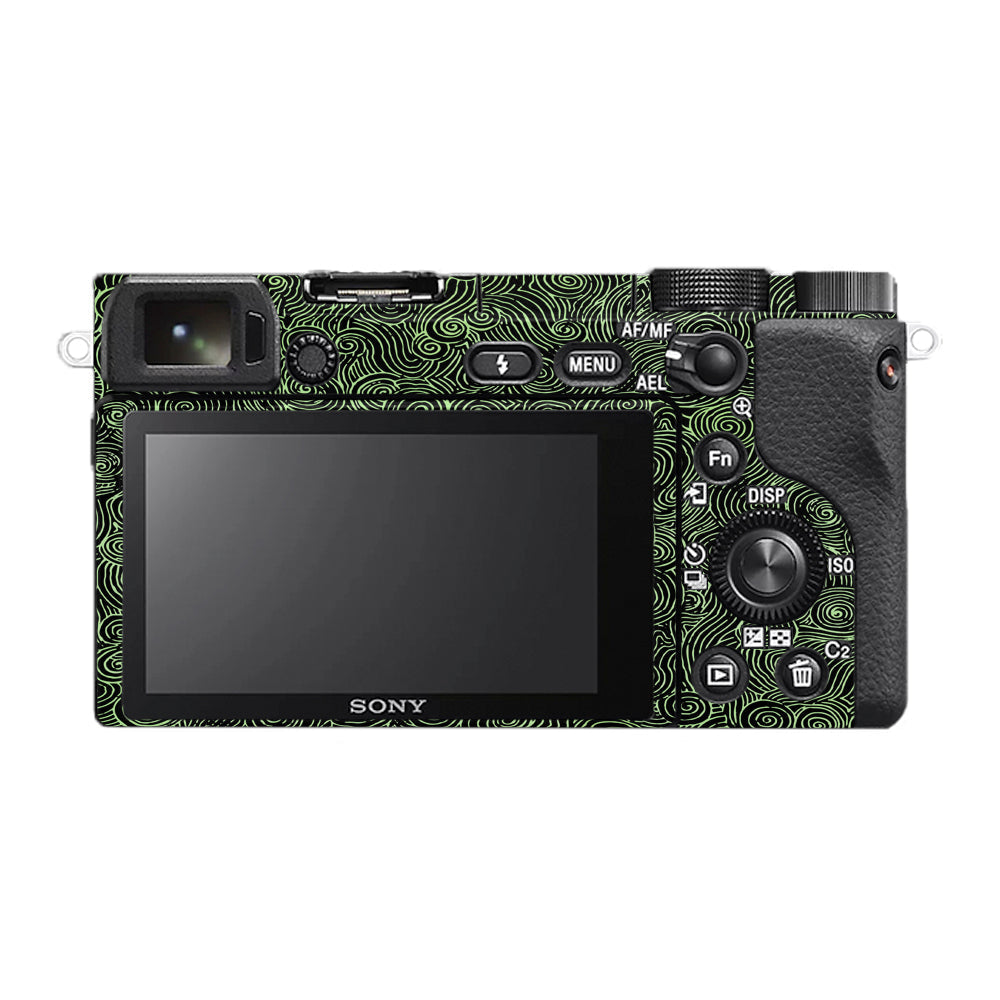 Green Spirals Sony A6400 Camera Skins