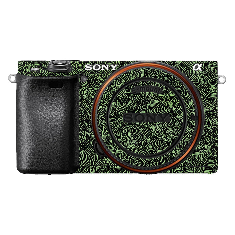 Green Spirals Sony A6400 Camera Skins