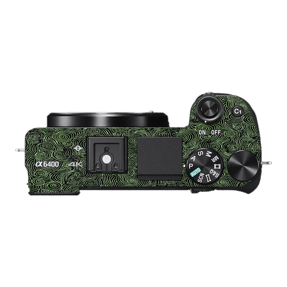 Green Spirals Sony A6400 Camera Skins