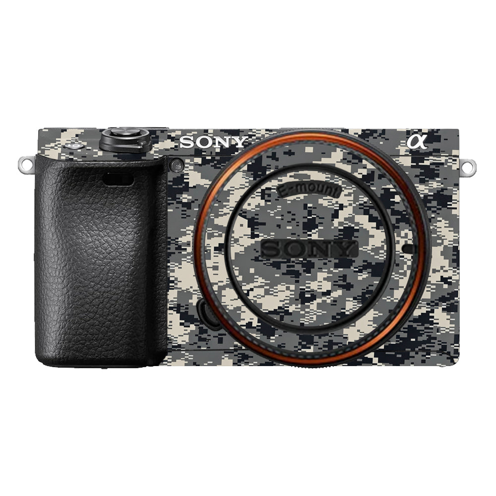 Grey Black Pixel Sony A6400 Camera Skins