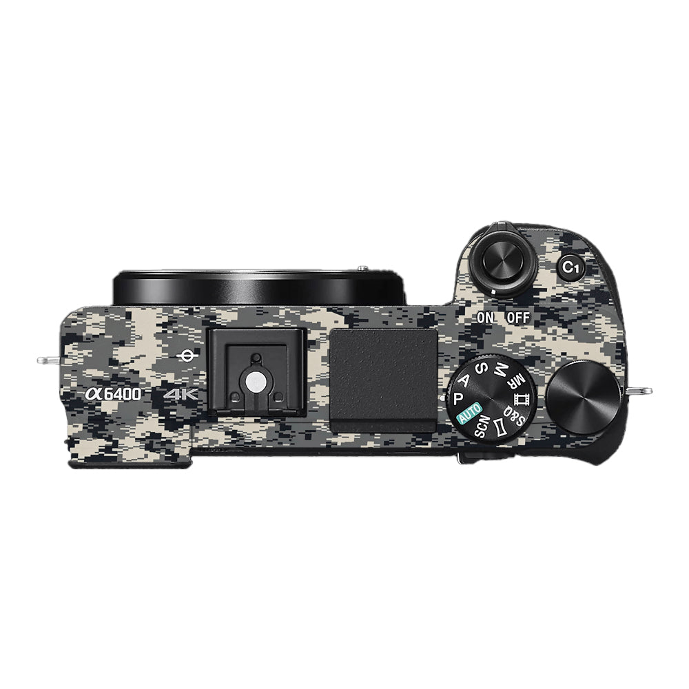 Grey Black Pixel Sony A6400 Camera Skins
