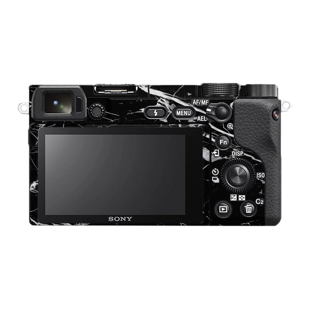 White Veins on Black Sony A6400 Camera Skins