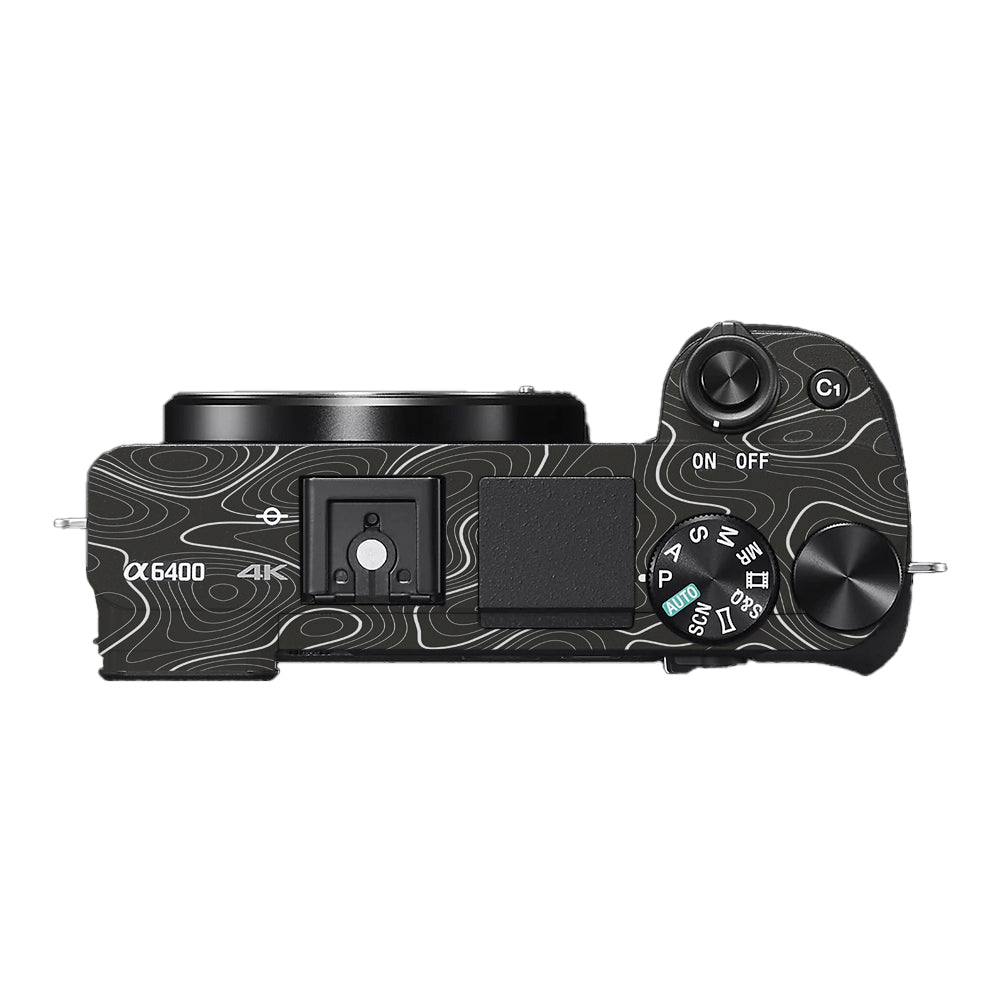 Grayscale Topographic Lines Sony A6400 Camera Skins