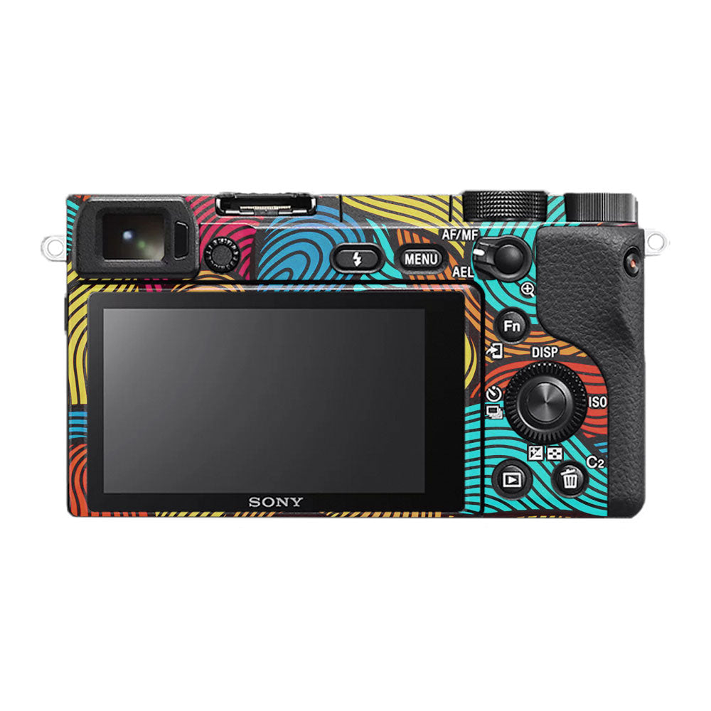 Retro Colorful Doodle Art Pattern Sony A6400 Camera Skin