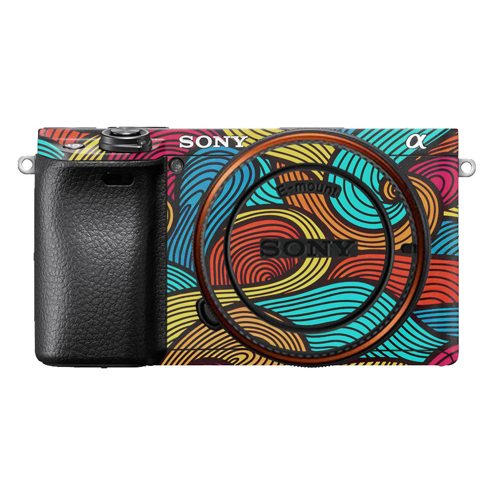 Retro Colorful Doodle Art Pattern Sony A6400 Camera Skin