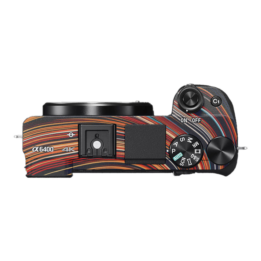 Retro Abstract Striped Swirl Sony A6400 Camera Skin