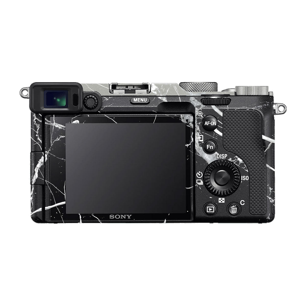 White Veins on Black Sony A7 C Camera Skins