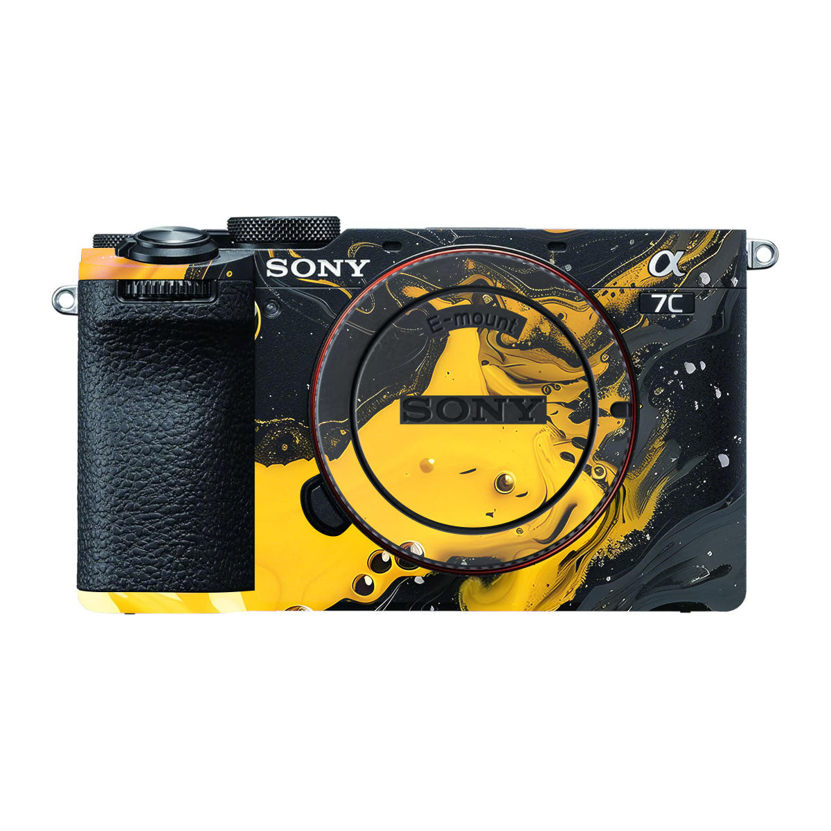 Yellow and Black Paint Swirls Sony A7 CII Camera Skins