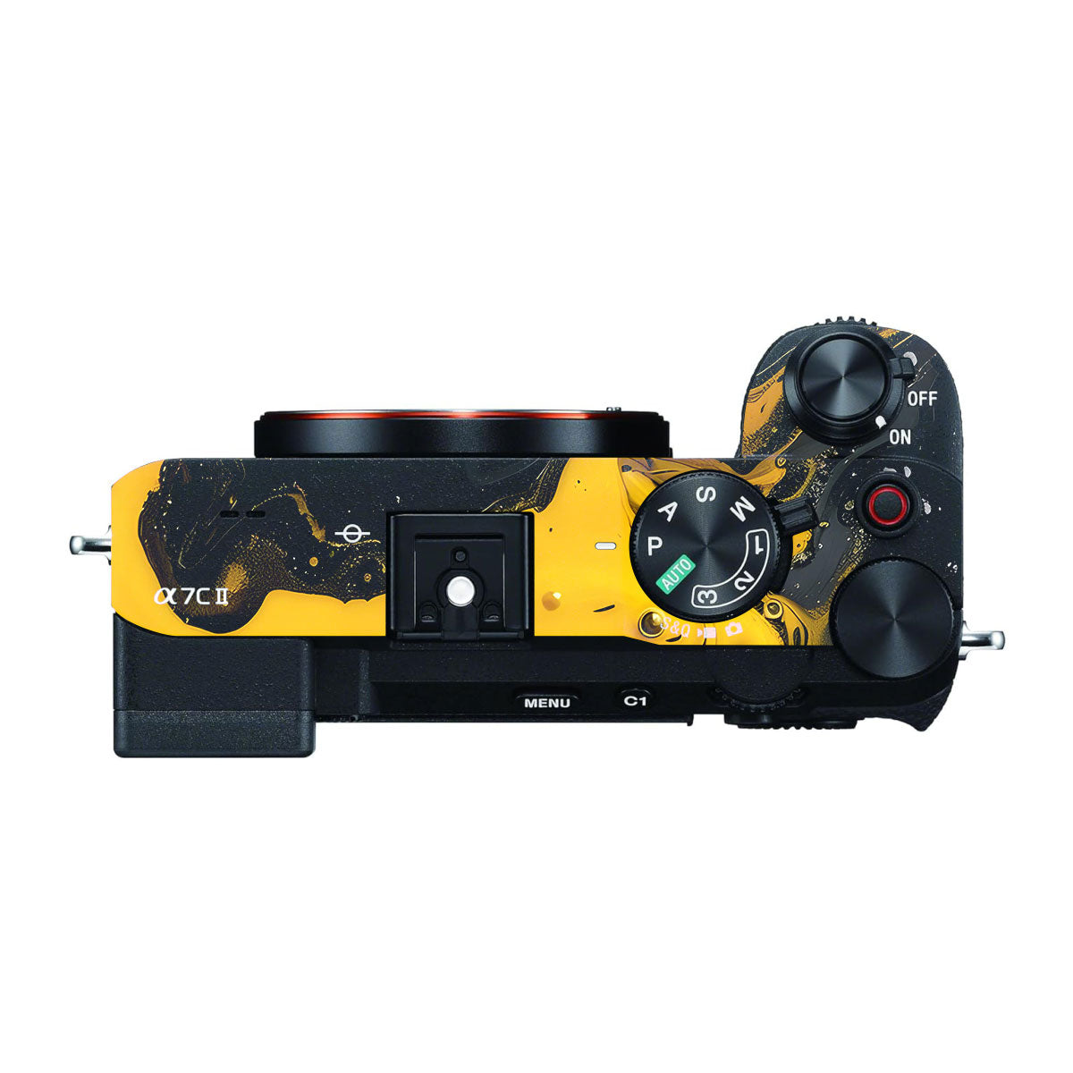 Yellow and Black Paint Swirls Sony A7 CII Camera Skins
