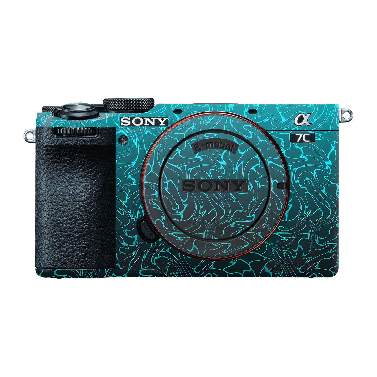 Cyan Blue to Black Gradient Sony A7 CII Camera Skins