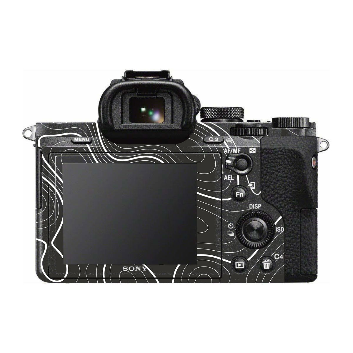 Grayscale Topographic Lines Sony A7 II Camera Skins