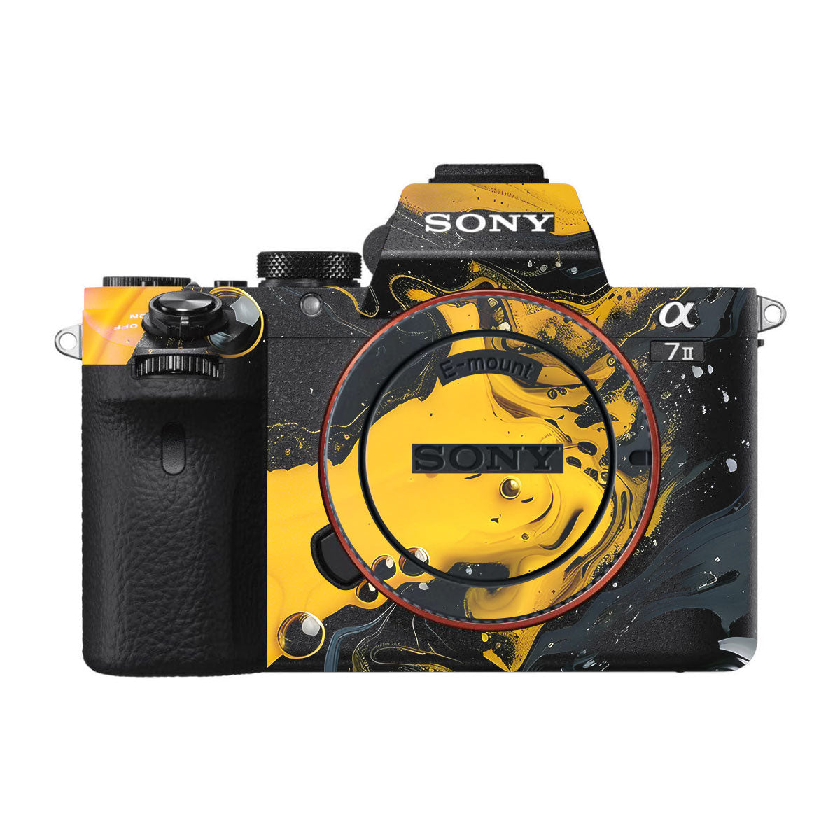 Yellow and Black Paint Swirls Sony A7 II Camera Skins