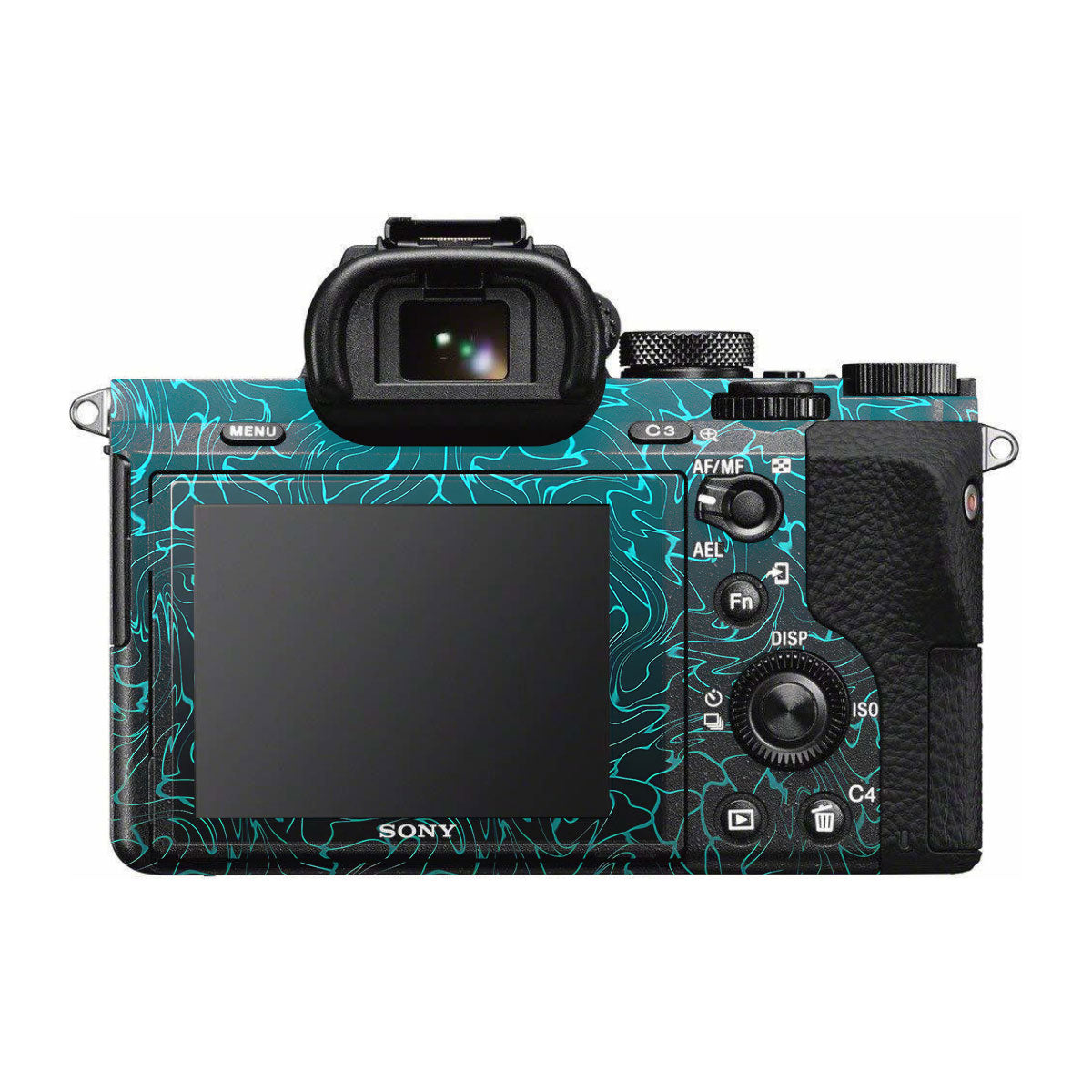 Cyan Blue to Black Gradient Sony A7 II Camera Skins