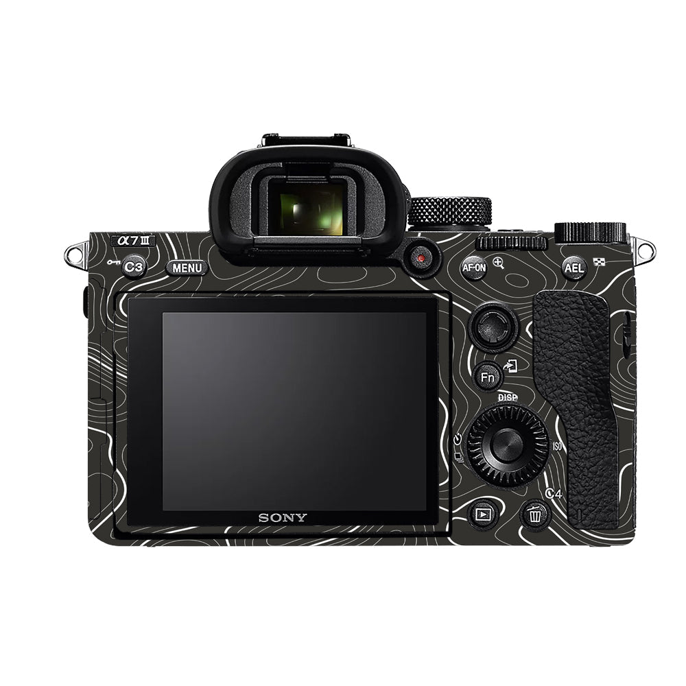 Grayscale Topographic Lines Sony A7MIII Camera Skins