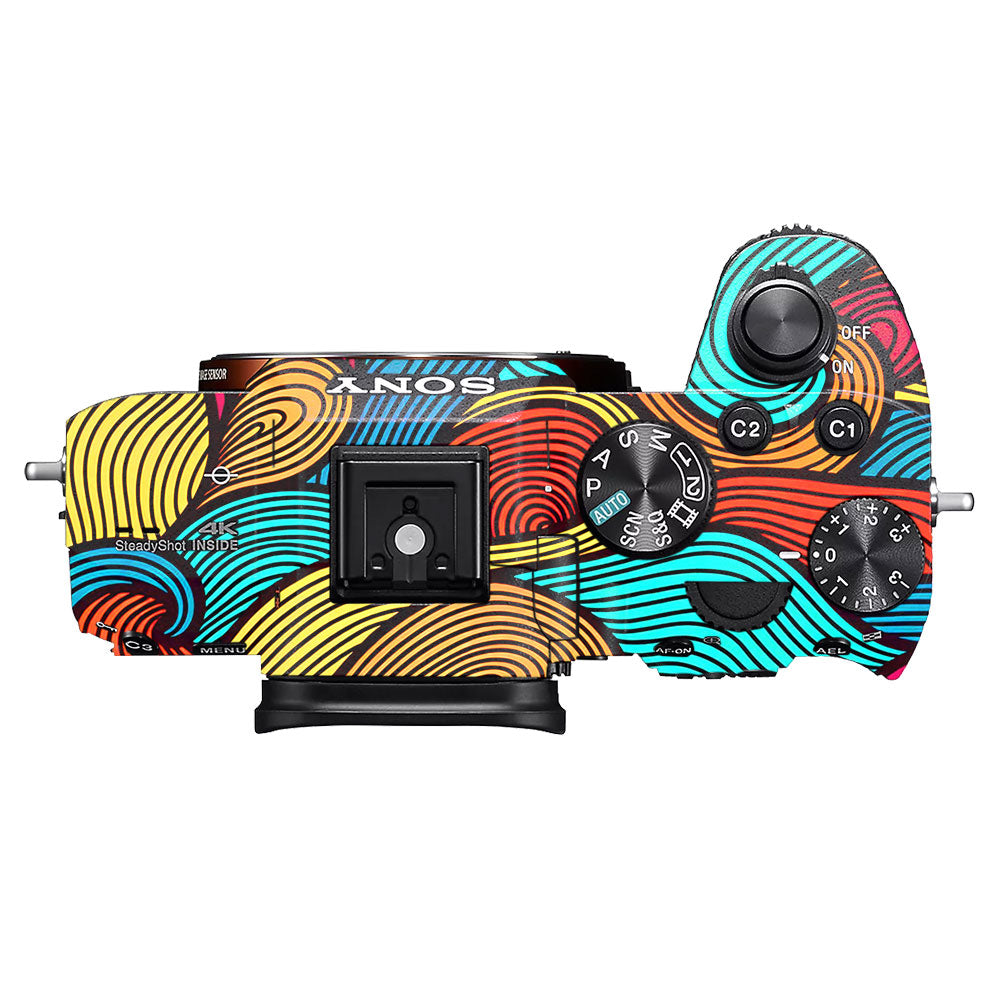 Retro Colorful Doodle Art Pattern Sony A7MIII Camera Skin