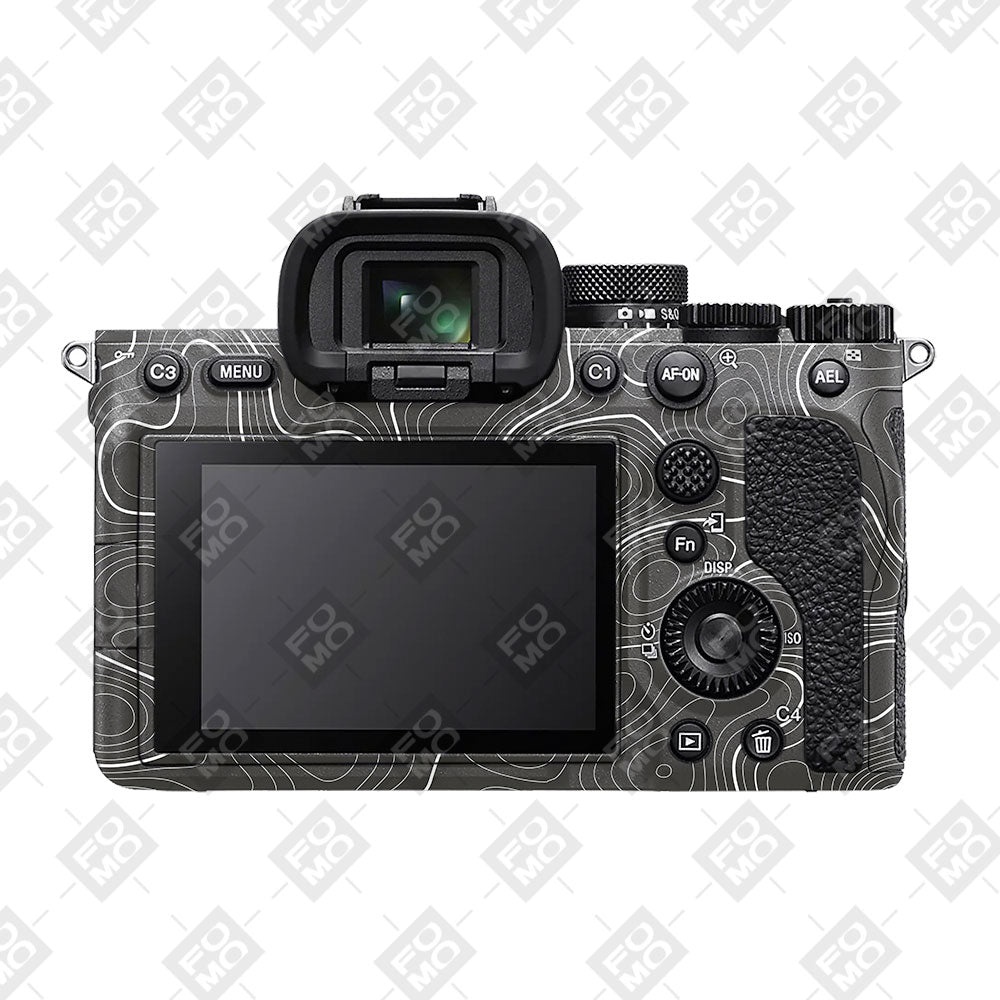 Grayscale Topographic Lines Sony A7MIV Camera Skins