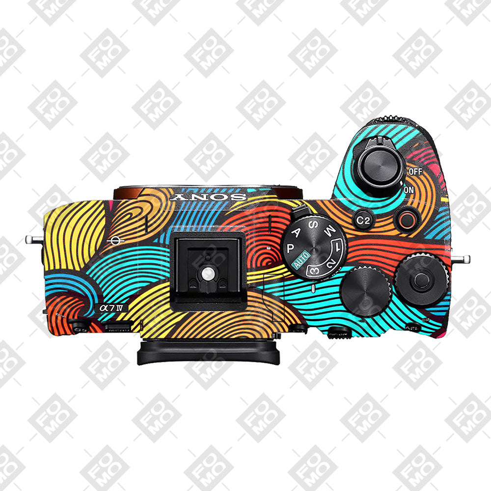 Retro Colorful Doodle Art Pattern Sony A7MIV Camera Skin