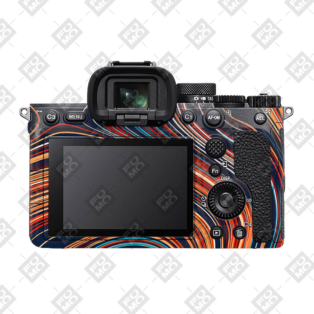 Retro Abstract Striped Swirl Sony A7MIV Camera Skin