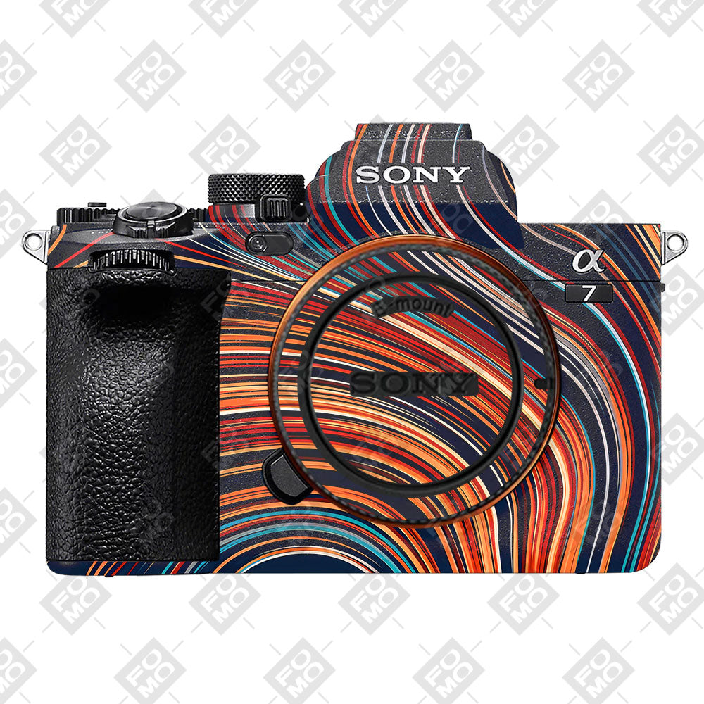 Retro Abstract Striped Swirl Sony A7MIV Camera Skin