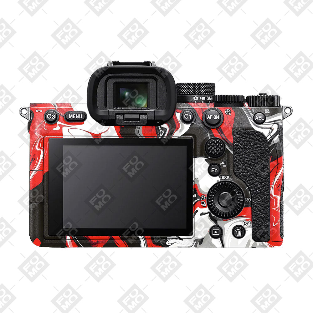 Scarlet and White Motion Sony A7MIV Camera Skins