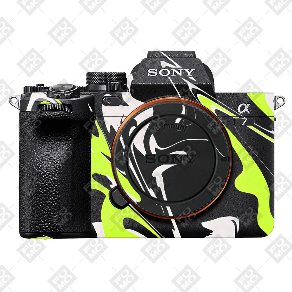 Neon Green and Black Pattern Sony A7MIV Camera Skins
