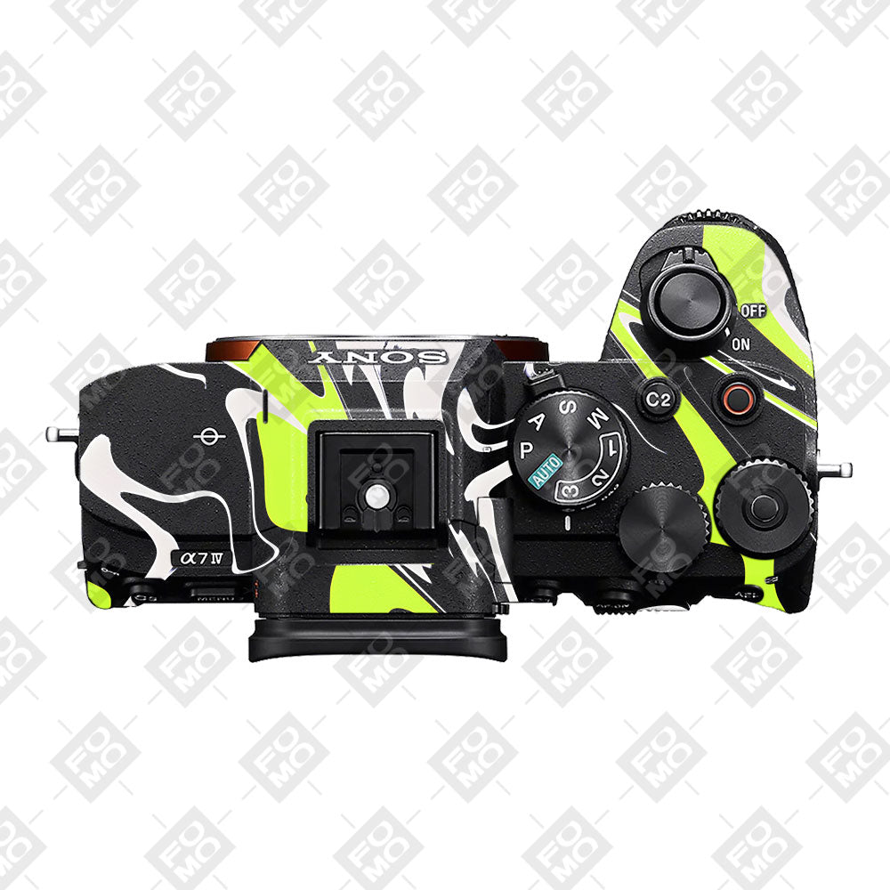 Neon Green and Black Pattern Sony A7MIV Camera Skins