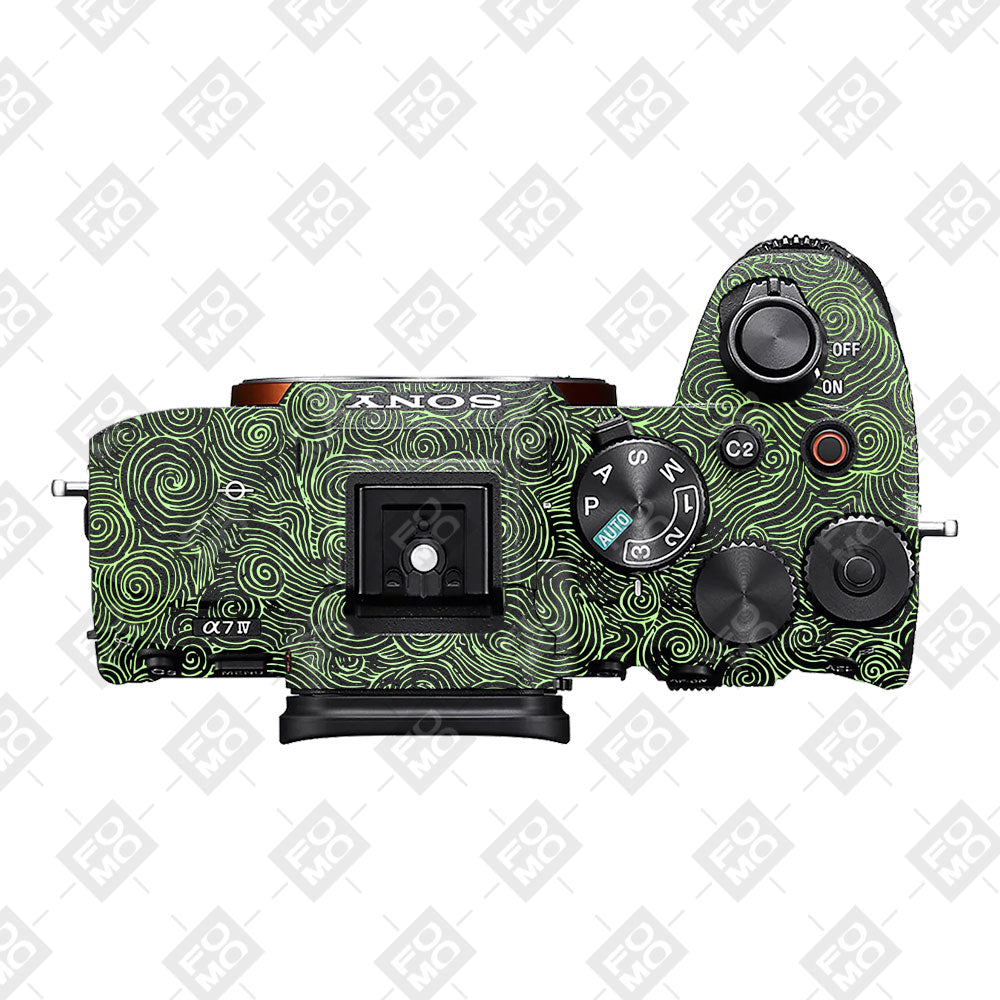 Green Spirals Sony A7MIV Camera Skins