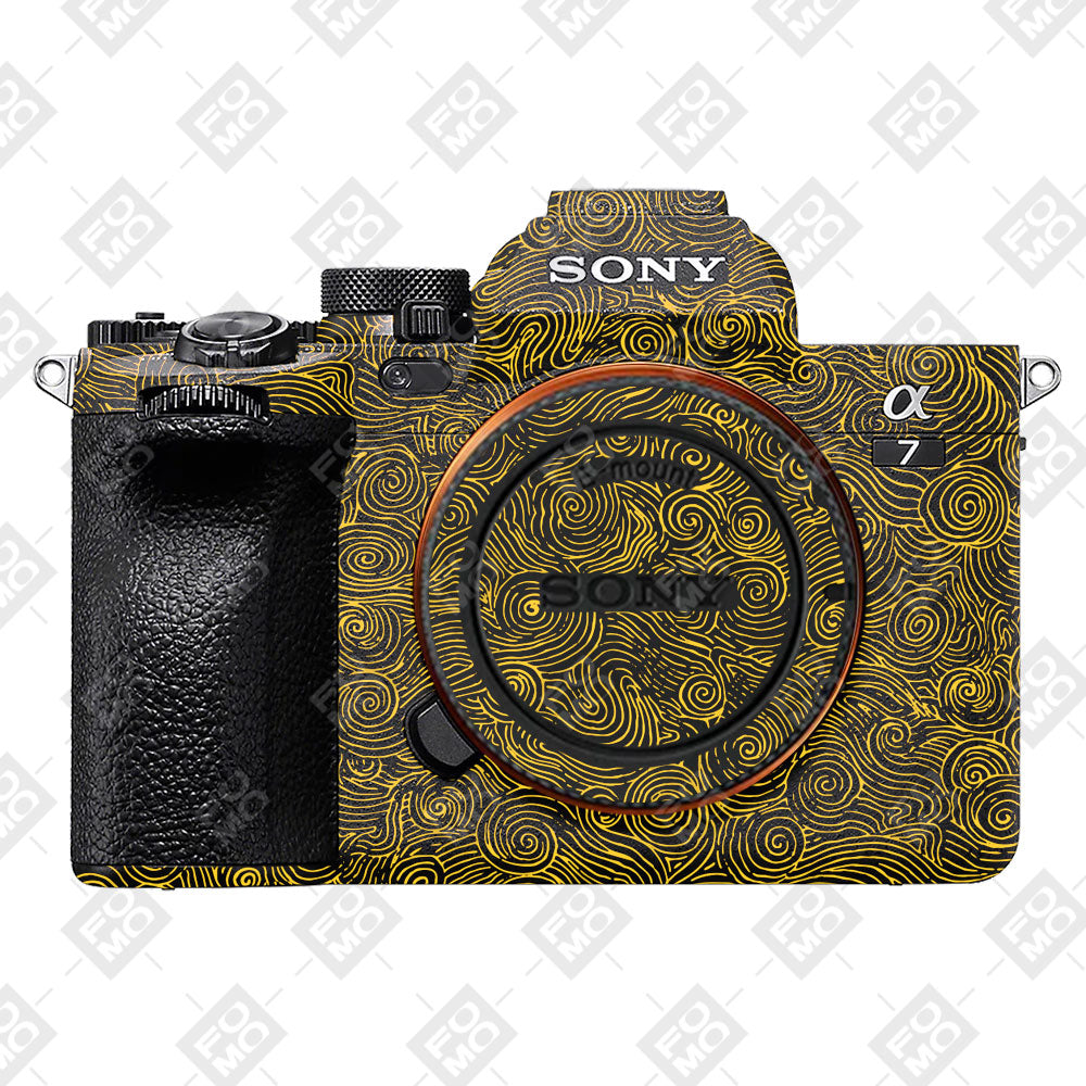 Yellow Spirals Sony A7MIV Camera Skins