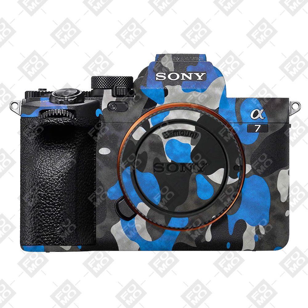 Blue Grey Camo Sony A7MIV Camera Skins