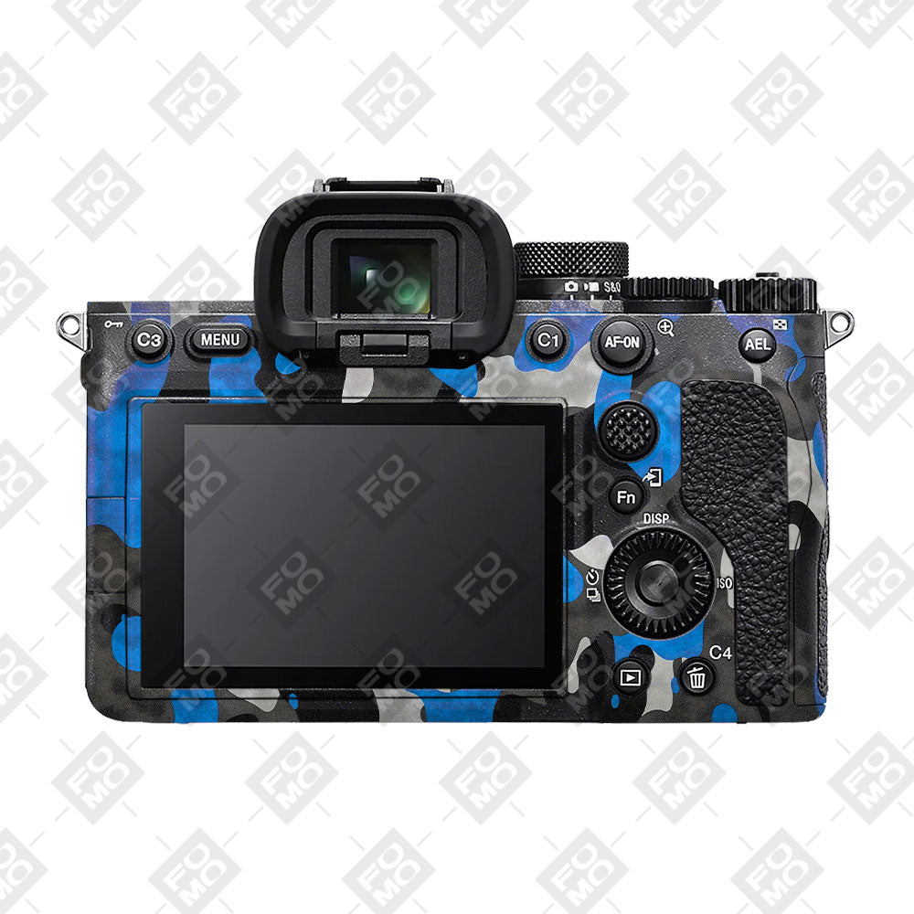 Blue Grey Camo Sony A7MIV Camera Skins