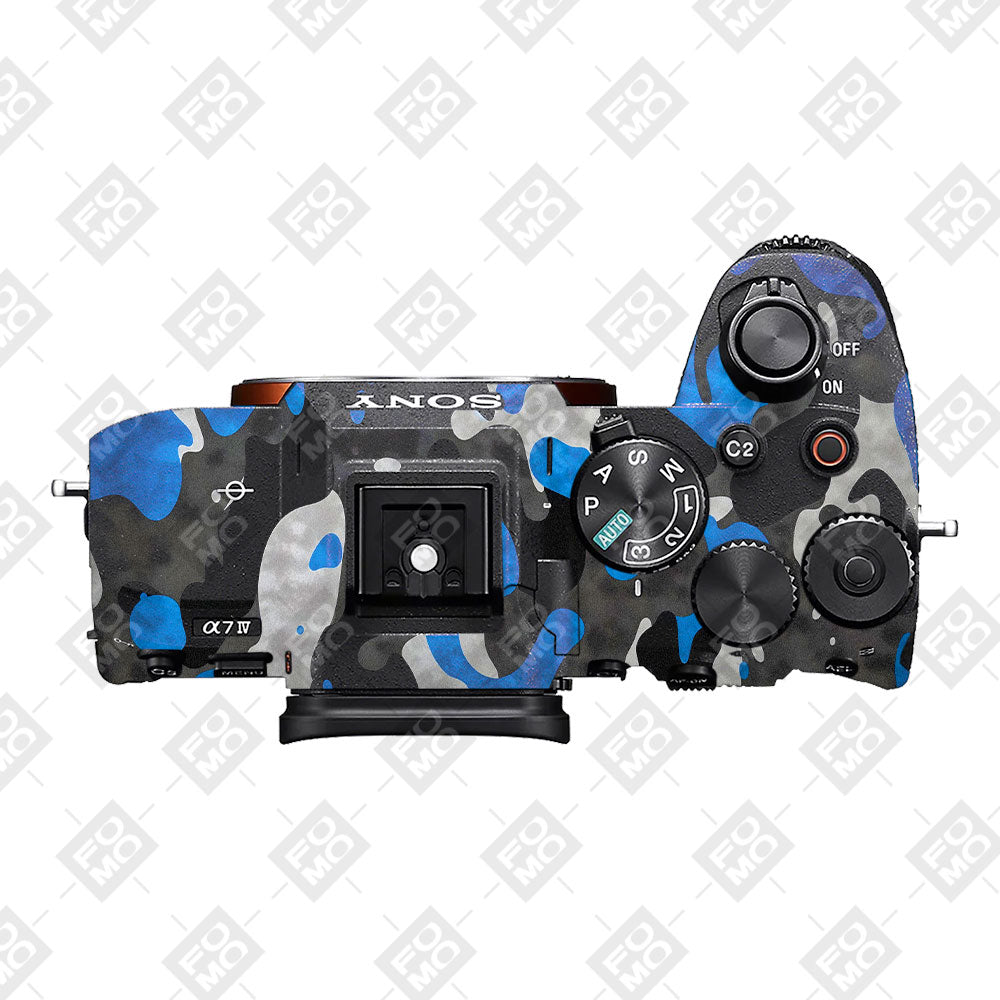 Blue Grey Camo Sony A7MIV Camera Skins