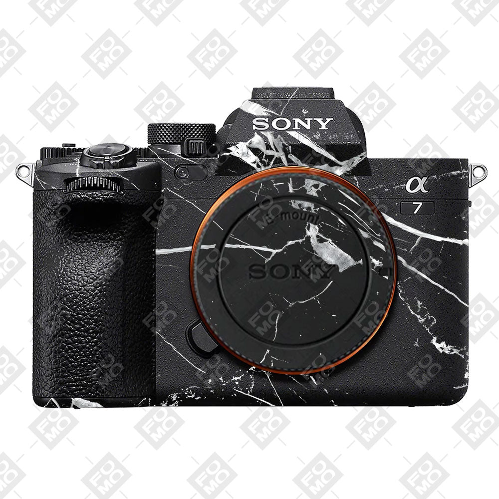 White Veins on Black Sony A7MIV Camera Skins
