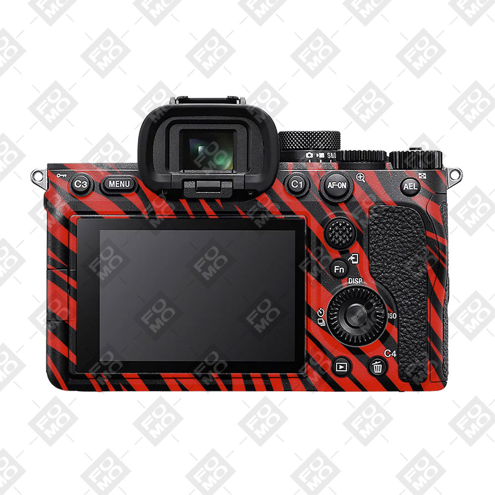 Red and Black Stripes Sony A7MIV Camera Skins