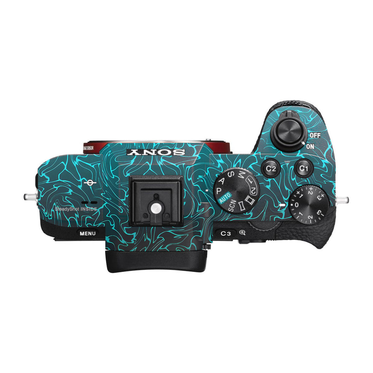 Cyan Blue to Black Gradient Sony A7R II Camera Skins
