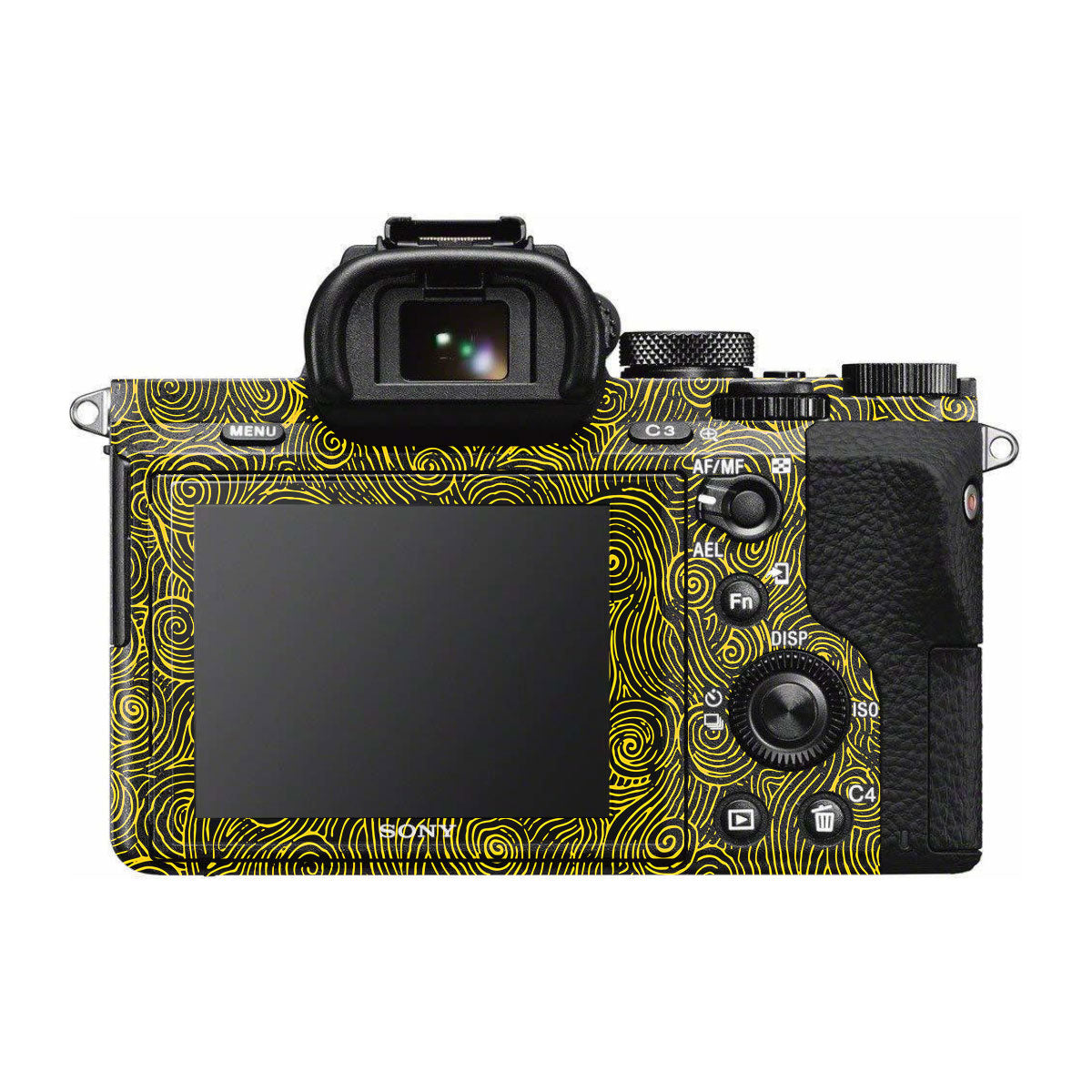 Yellow Spirals Sony A7R II Camera Skins