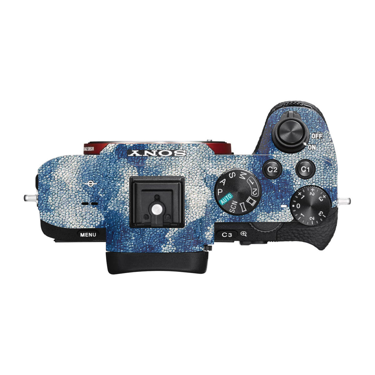 Blue Watercolor Fabric Sony A7R II Camera Skins