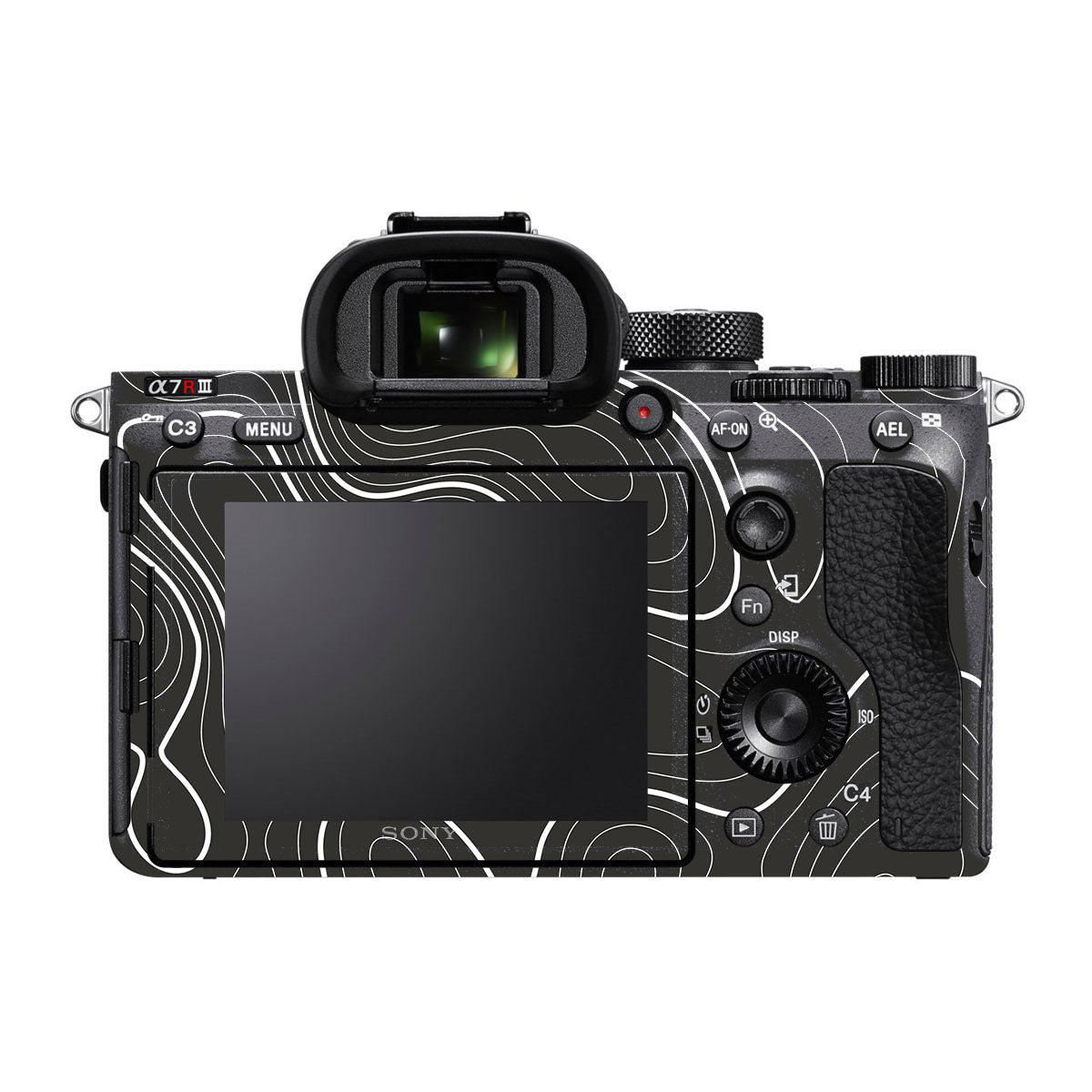 Grayscale Topographic Lines Sony A7R III Camera Skins