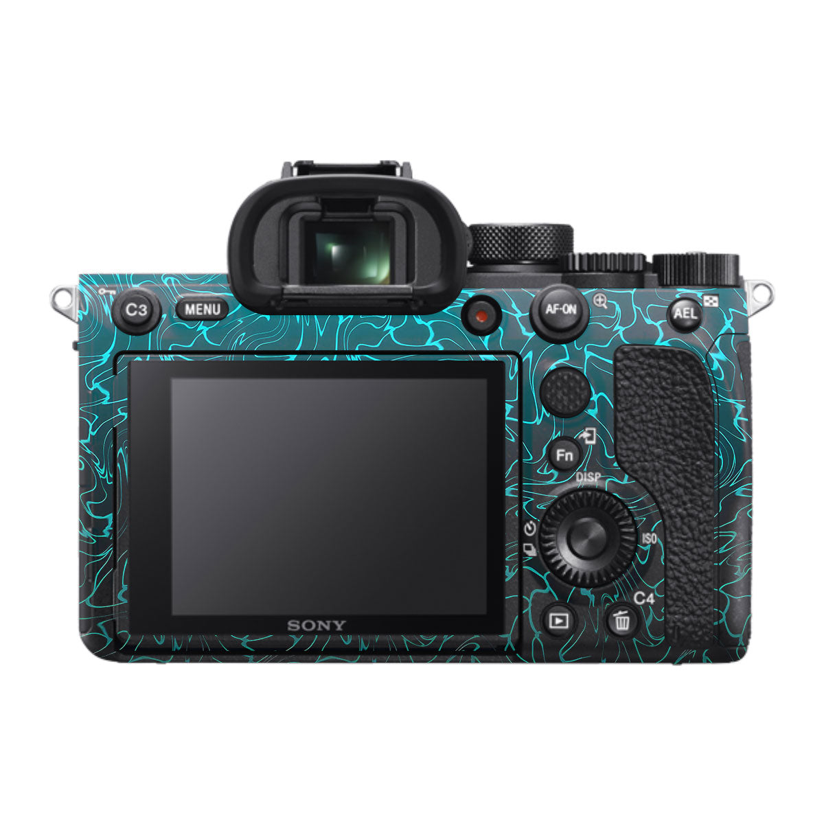 Cyan Blue to Black Gradient Sony A7R IV Camera Skin