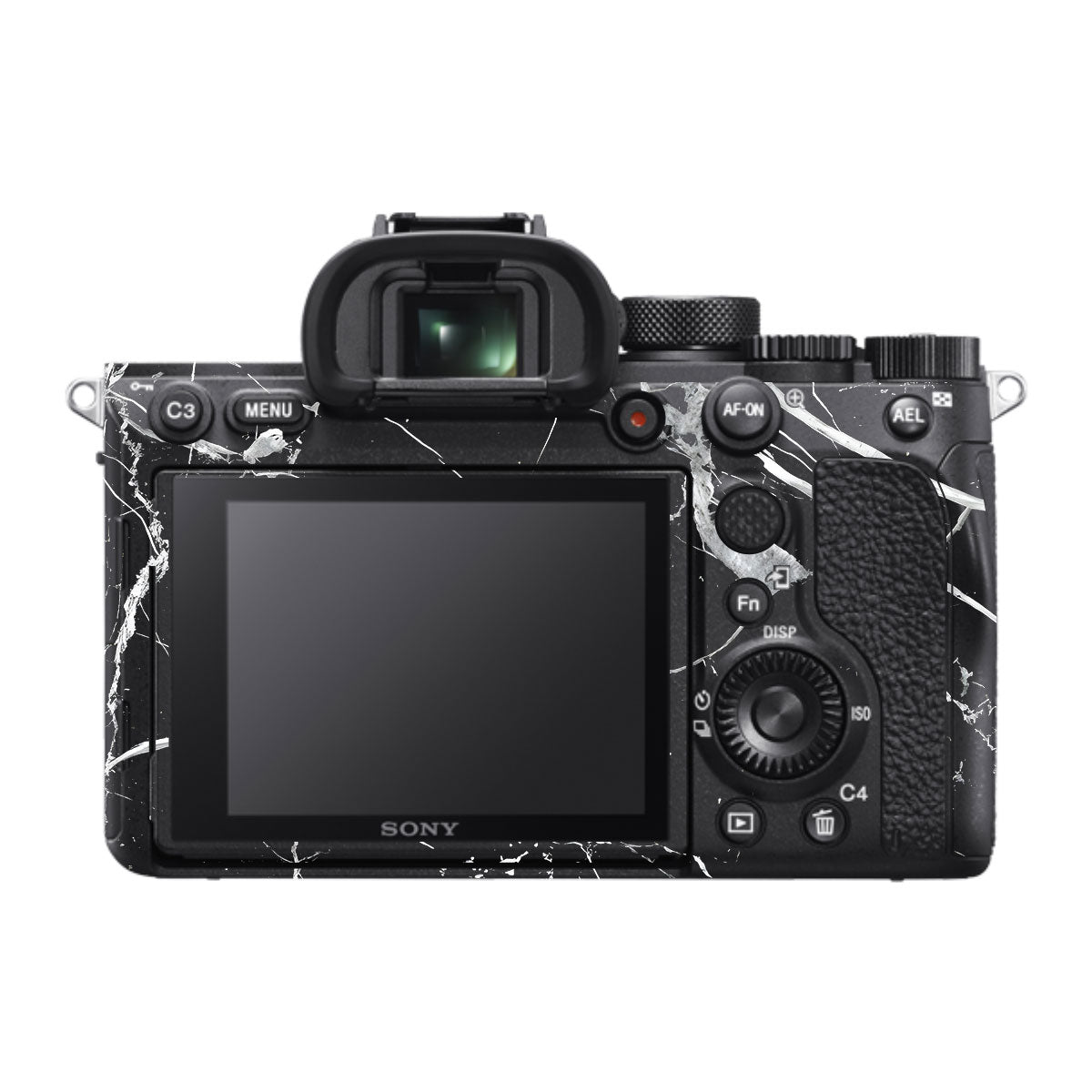 White Veins on Black Sony A7R IV Camera Skin