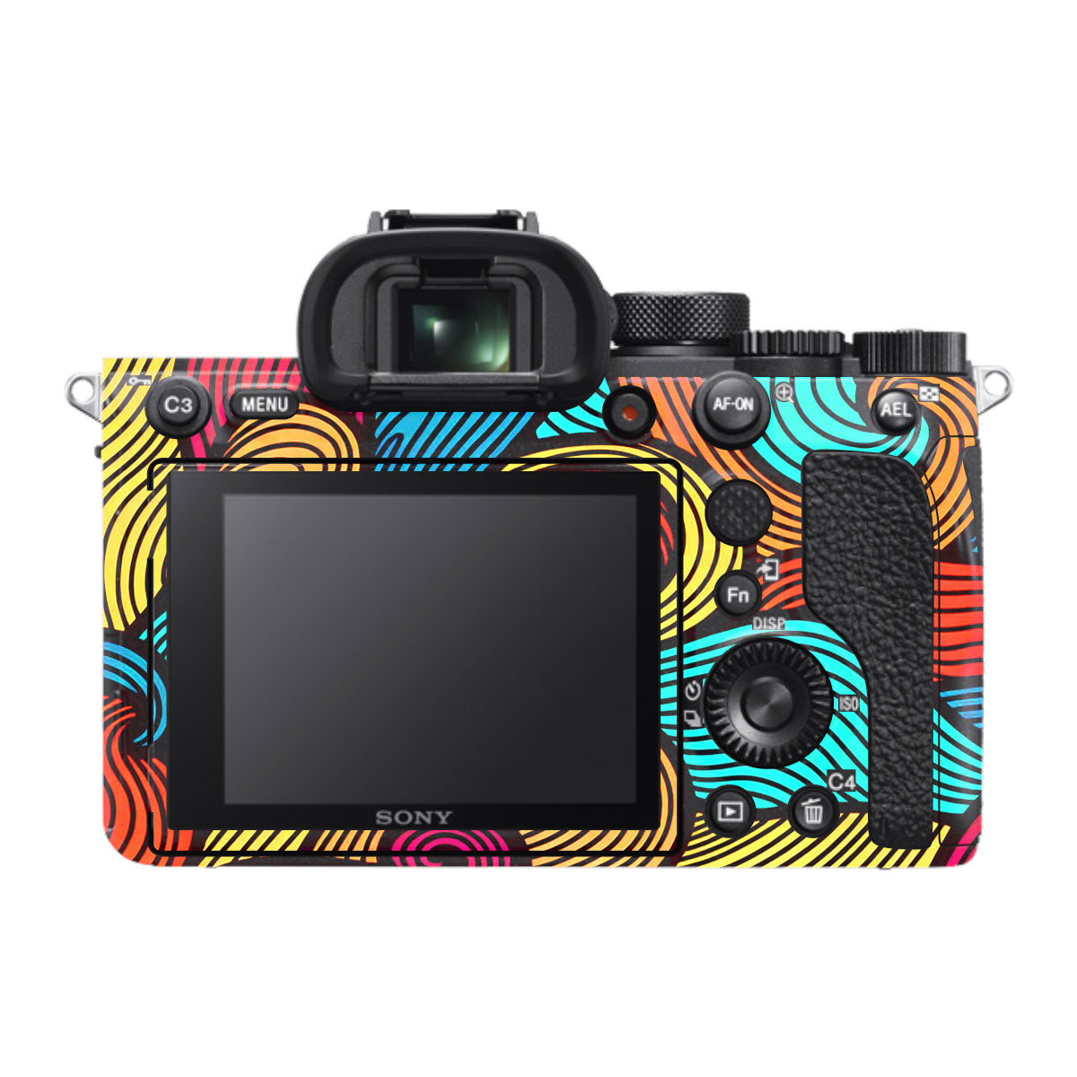 Retro Colorful Doodle Art Pattern Sony A7R IV Camera Skin