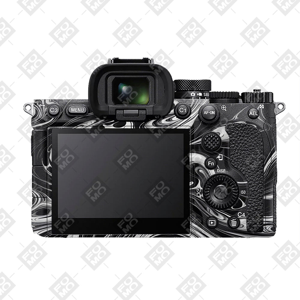 Black and White Marble Sony A7RV Camera Skins
