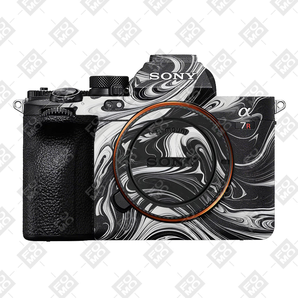 Black and White Marble Sony A7RV Camera Skins