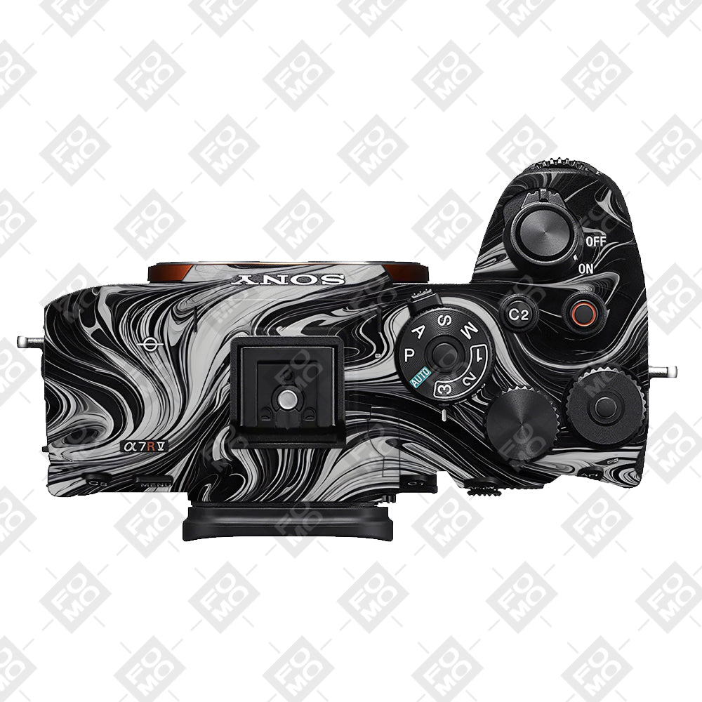 Black and White Marble Sony A7RV Camera Skins