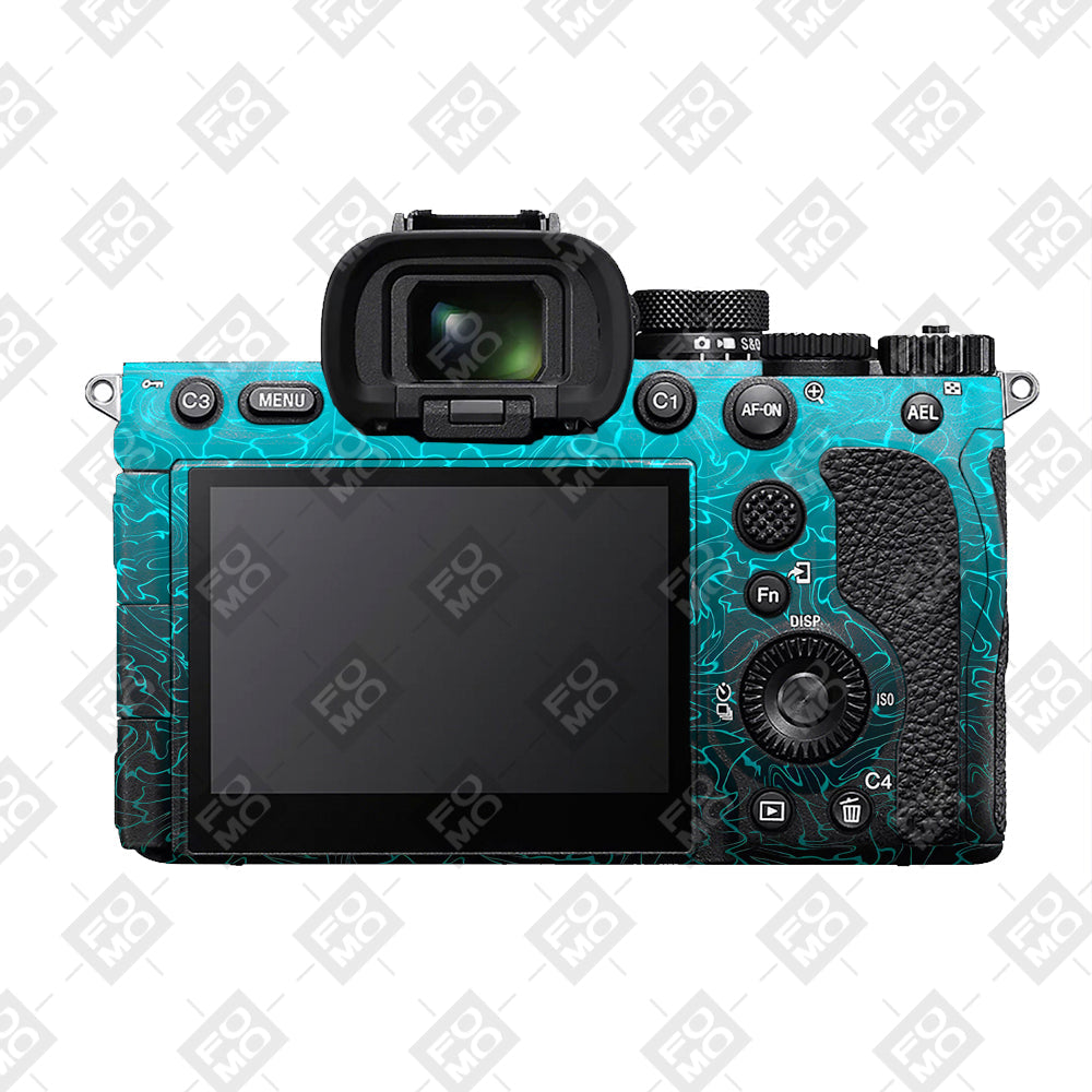 Cyan Blue to Black Gradient Sony A7RV Camera Skins
