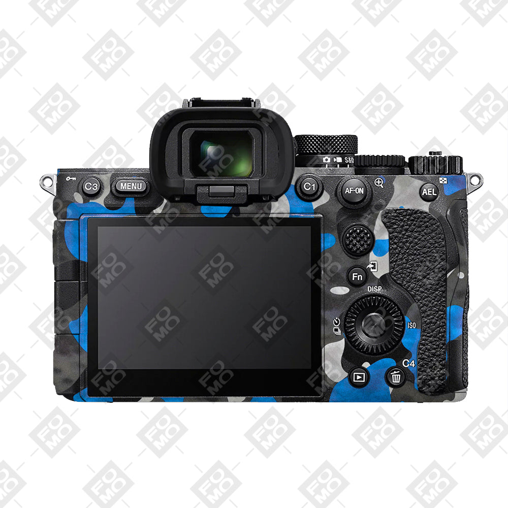 Blue Grey Camo Sony A7RV Camera Skins