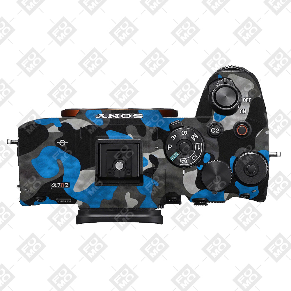 Blue Grey Camo Sony A7RV Camera Skins